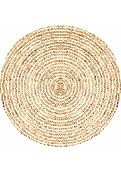 Boho 949 Jüt Rengi Örgü Yuvarlak Natural Çift Taraflı Halı