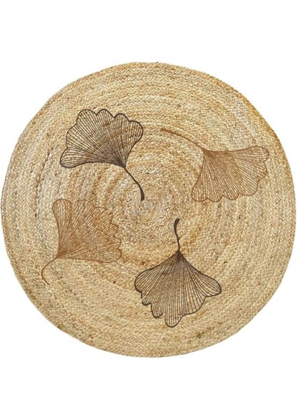 Floral Desenli Örgü Yuvarlak Natural Çift Taraflı Halı Boho 907 indirimleri