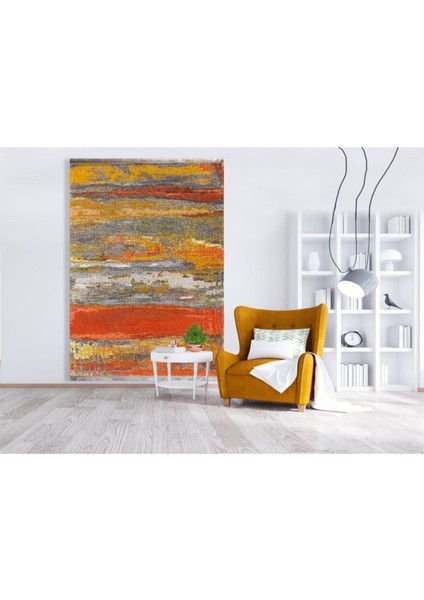 Mars 2016 Turuncu ve Hardal Tonda Modern Etnik Dekoratif Halı fırsatları