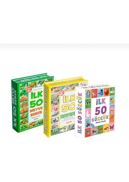 3'lü Eğitim Seti ( Ilk 50 Sözcük + Ilk 50 Hayvan + Ilk 50 Sebze Meyve Eğitici Oyuncak 150 Parça Kart