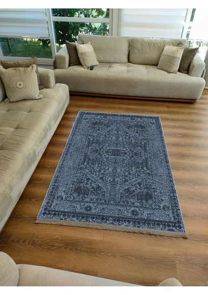 Mars Serisi Lacivert Eskitme Antika Desen Kaymaz Taban Şönil Halı fırsatları