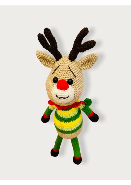 Renkli Amigurumi Geyik El Yapımı Organik Oyuncak, Sıcacık ve Sevimli Hediye fiyatları