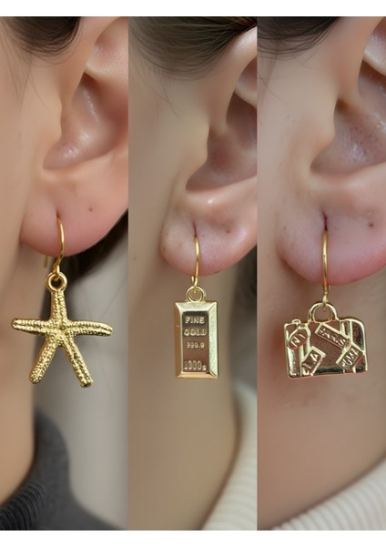 Trend Sembol Figürlü 3’lü Kadın Küpe Set