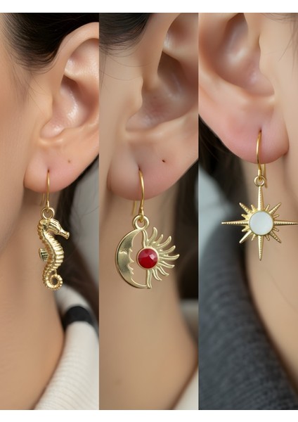 Trend Sembol Figürlü 3’lü Kadın Küpe Set