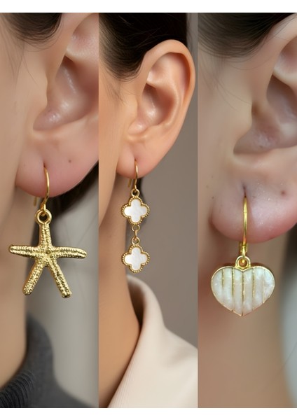 Trend Sembol Figürlü 3’lü Kadın Küpe Set