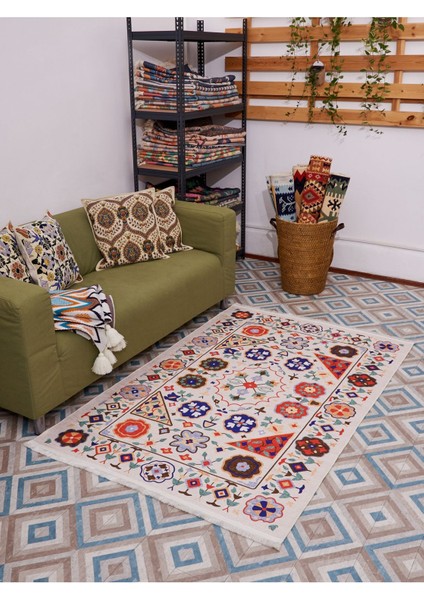 Mars 2035 Renkli Klasik Desenli Yıkanabilir Dokuma Taban Salon Halısı Koridor ve Mutfak Halısı fiyatları