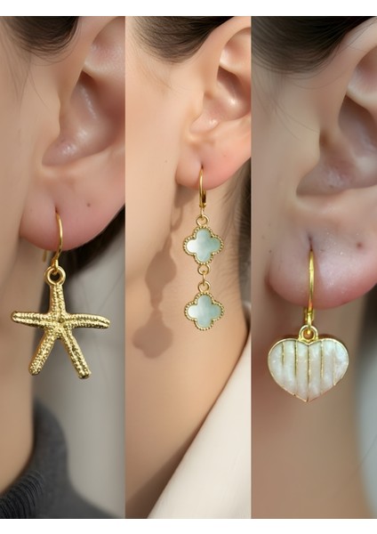 Trend Sembol Figürlü 3’lü Kadın Küpe Set