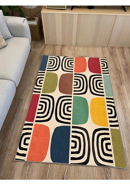 Mars 141 Bej Geometrik Modern Çok Renkli Modern Dokuma Taban Halı fiyatları