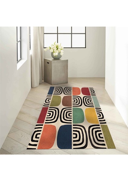 Mars 141 Bej Geometrik Modern Çok Renkli Modern Dokuma Taban Halı fırsatları