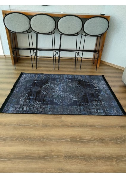 Mars Serisi Lacivert Eskitme Antika Desen Kaymaz Taban Şönil Halı modelleri