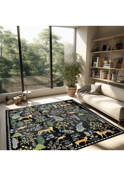 Floral Mars Haki Pastel Çok Renkli Botanik Tema Dokuma Taban Halı Salon Halısı Çocuk Halısı MARS253 modelleri