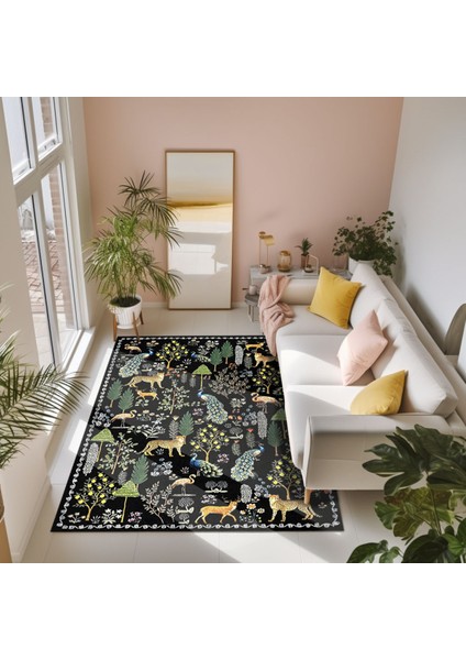 Floral Mars Haki Pastel Çok Renkli Botanik Tema Dokuma Taban Halı Salon Halısı Çocuk Halısı MARS253 fırsatları