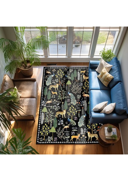 Floral Mars Haki Pastel Çok Renkli Botanik Tema Dokuma Taban Halı Salon Halısı Çocuk Halısı MARS253 indirimleri