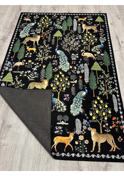 Floral Mars Haki Pastel Çok Renkli Botanik Tema Dokuma Taban Halı Salon Halısı Çocuk Halısı MARS253