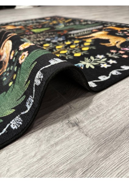 Floral Mars Haki Pastel Çok Renkli Botanik Tema Dokuma Taban Halı Salon Halısı Çocuk Halısı MARS253