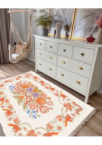 Mars 2036 Multy Tonlarında Çiçekli Desen Kaymaz Taban Dekoratif Halı modelleri