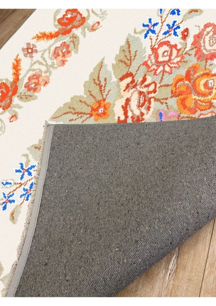 Mars 2036 Multy Tonlarında Çiçekli Desen Kaymaz Taban Dekoratif Halı fırsatları