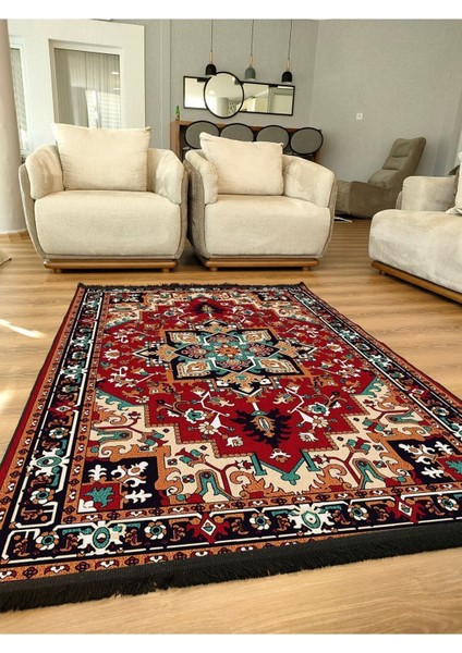Mars Serisi Kırmızı ve Hardal Tonlarında Antika Otantik Eskitme Desen Kaymaz Taban Şönil Halı fiyatları