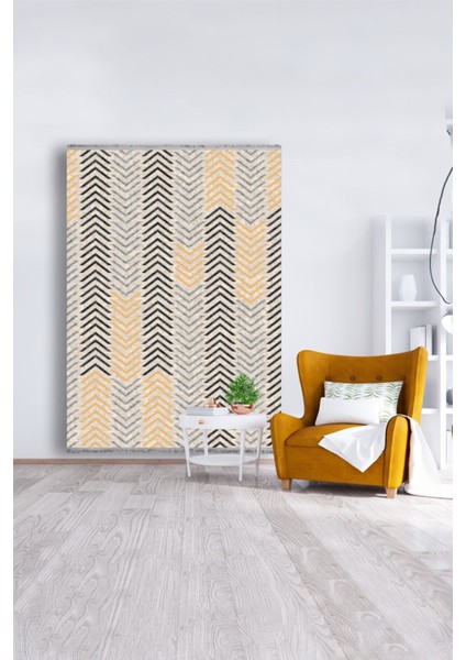 Mars 2021 Geometrik Çizgilerden Oluşan Renkli Modern Desen Kaymaz Taban Dekoratifhalı