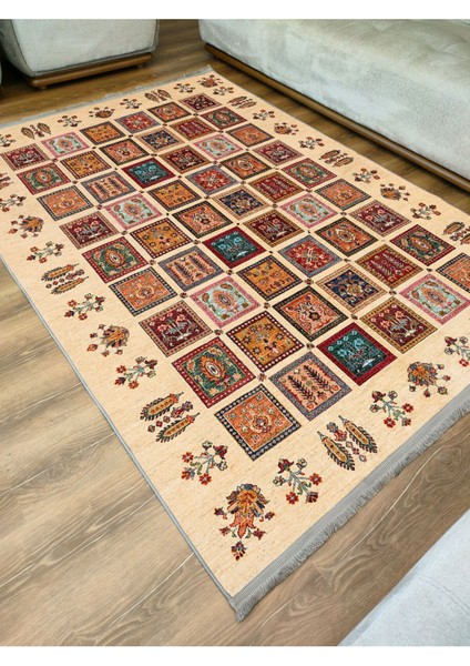 Mars 2085 Bej Tonlarında Otantik Desen Kaymaz Taban Dekoratif Halı fiyatları