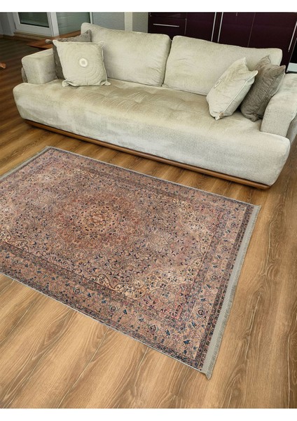 Mars Halı 2084 Kahve Tonunda Dekoratif Halı Salon Halısı Saçaklı Yıkanabilen Halı