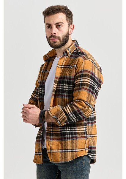 Slimfit Kesim Erkek Ekose Oduncu Gomlek-Sarı fiyatları