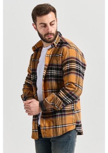 Slimfit Kesim Erkek Ekose Oduncu Gomlek-Sarı modelleri