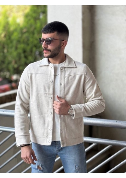 Slimfit Kesim Erkek Kaşmir Yandan Cepli Gömlek-Ekru modelleri