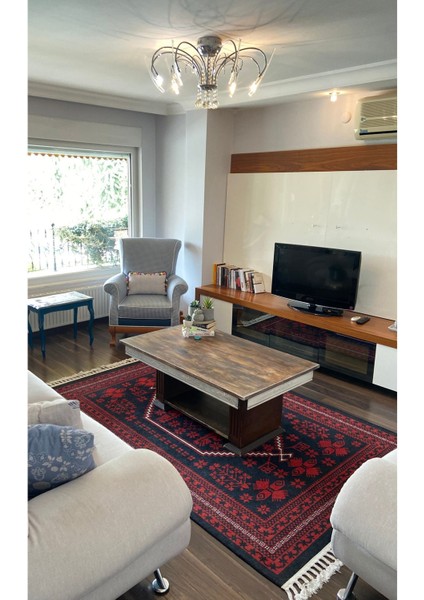 Mars 2009 Kırmızı Siyah Bordürlü Etnik Vintage Görünüm Dokuma Taban Halı modelleri