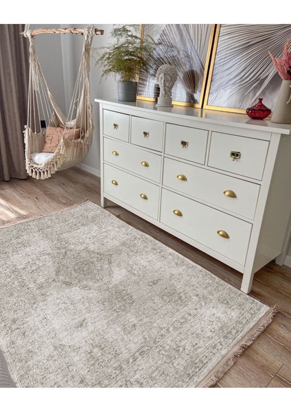 Mars 2028 Bej Renkli Klasik Desenli Yıkanabilir Kaymaz Salon Halısı, Koridor ve Mutfak Halısı modelleri