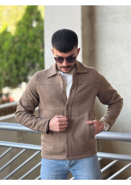 Slimfit Kesim Erkek Kaşmir Yandan Cepli Gömlek-Kahve fiyatları