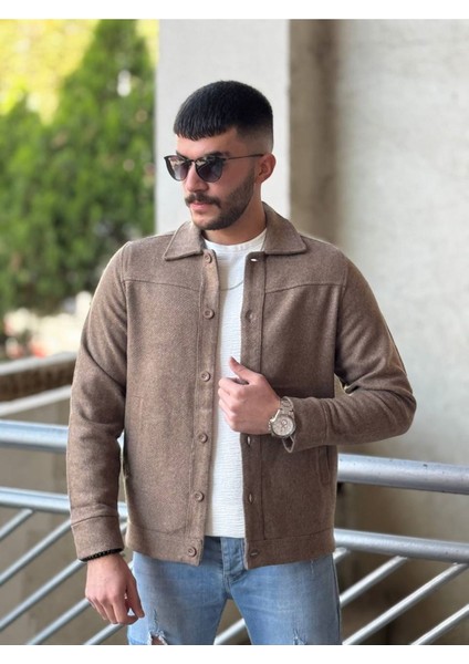 Slimfit Kesim Erkek Kaşmir Yandan Cepli Gömlek-Kahve modelleri