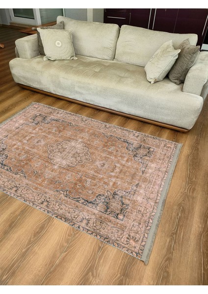 Mars Serisi Hardal Eskitme Antika Desen Kaymaz Taban Şönil Halı indirimleri