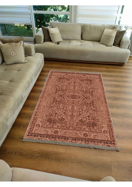 Mars 2080 Hardal Tonlarında Etnik Otantik Eskitme Desen Kaymaz Taban Dekoratif Halı fiyatları