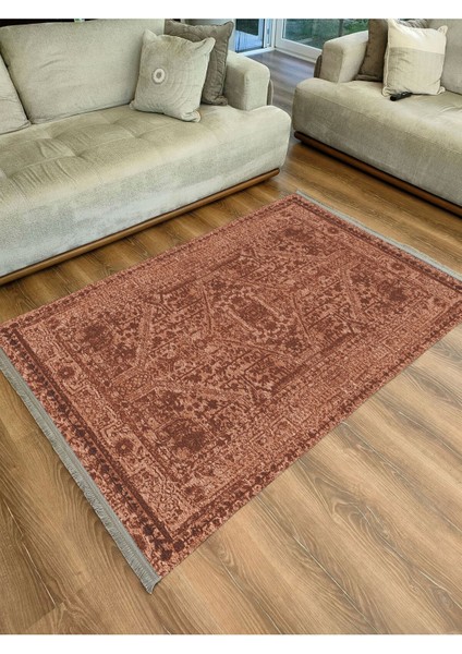 Mars 2080 Hardal Tonlarında Etnik Otantik Eskitme Desen Kaymaz Taban Dekoratif Halı fırsatları
