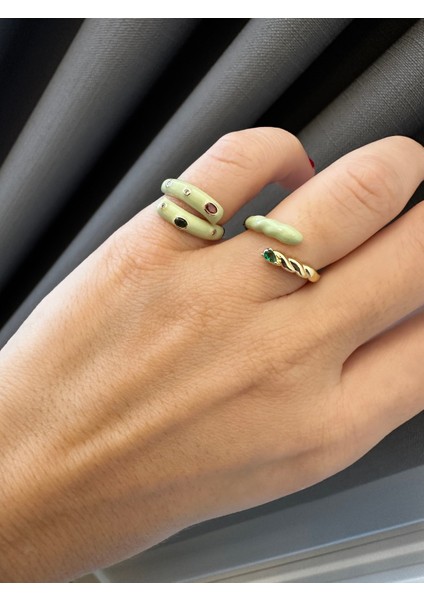 Ayarlanabilir Çok Renkli Yeşil Sarmal Yüzük