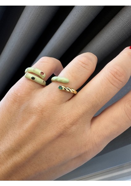 Ayarlanabilir Çok Renkli Yeşil Sarmal Yüzük fiyatları