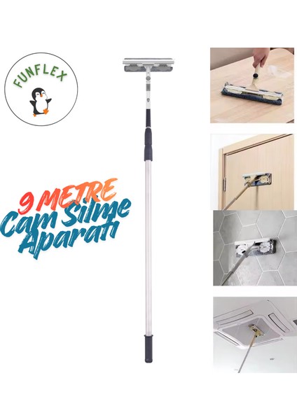 9 Metre Teleskopik Cam Silme Aparatı Paspas ve Mop