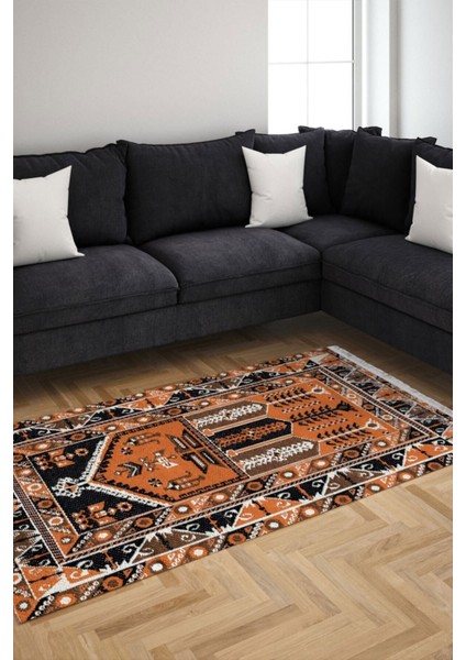 Mars Serisi Kırmızı Tonlarda Çizgili Desen Kaymaz Taban Şönil Halı modelleri