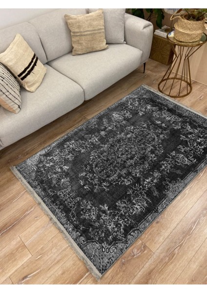 Mars 2002 Gri Tonlarında Geometrik Desen Kaymaz Taban Dekoratif Halı modelleri