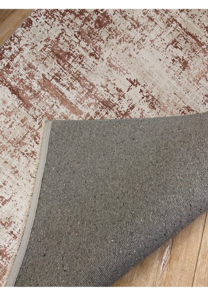 Mars 2033 Kahve ve Krem Tonunda Modern Eskitme Desen Kaymaz Taban Dekoratif Halı fırsatları