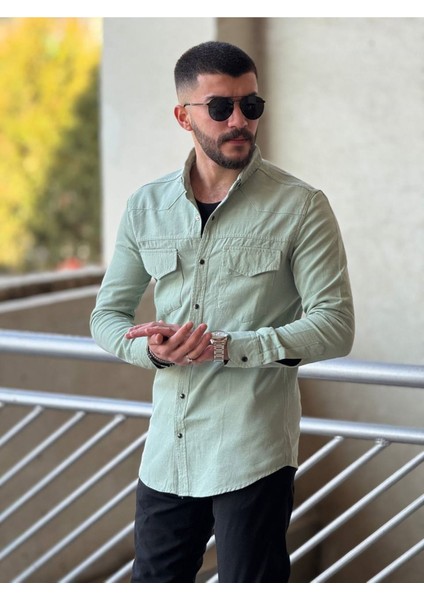 Slimfit Kesim Erkek Levi Model Cotton Cift Cepli Gömlek-Su Yesili fiyatları