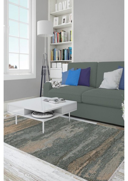 Mars Serisi Gri Tonlarında Ağaç Kabuğu Deseni Kaymaz Taban Şönil Halı