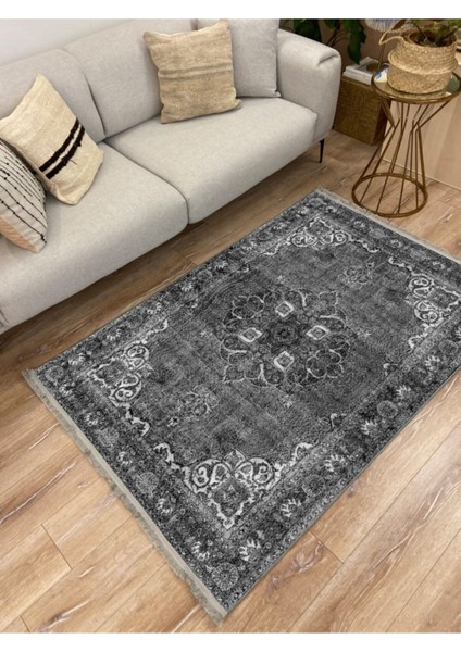 Mars 2006 Gri Tonlarında Etnik Desen Kaymaz Taban Dekoratif Halı fiyatları