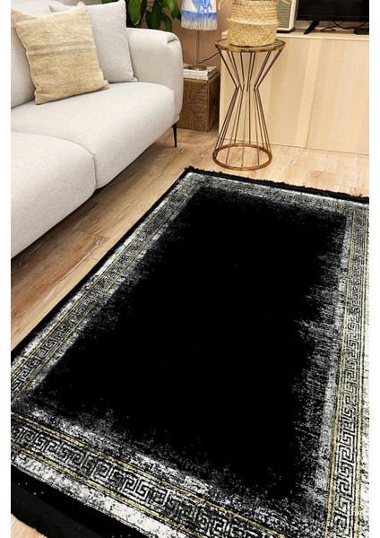 Mars 2000 Siyah Bordürlü Klasik Desen Kaymaz Taban Dekoratif Halı fiyatları