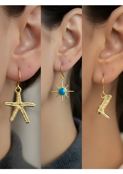 Trend Sembol Figürlü 3’lü Kadın Küpe Set