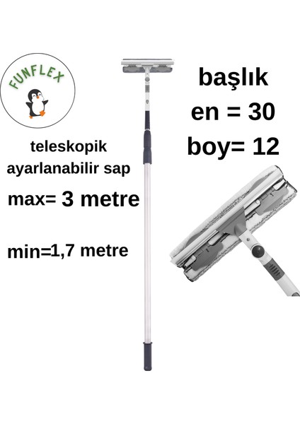 3 Metre Teleskopik Cam Silme Aparatı Paspas ve Mop fiyatları