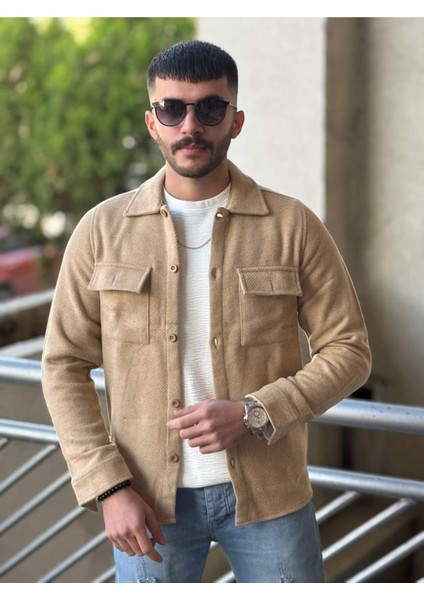 Slimfit Kesim Erkek Kaşmir Cift Cepli Gömlek-Bej fiyatları