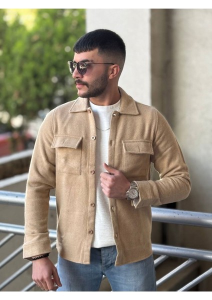 Slimfit Kesim Erkek Kaşmir Cift Cepli Gömlek-Bej modelleri