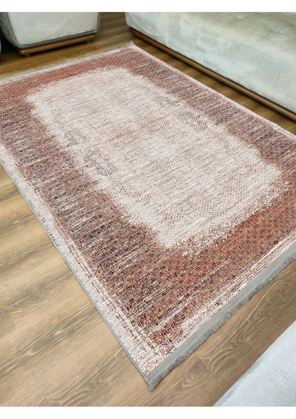 Mars Halı 2096 Kahve Tonunda Geometrik Kilim Salon Halısı Saçaklı Yıkanabilen Halı fiyatları